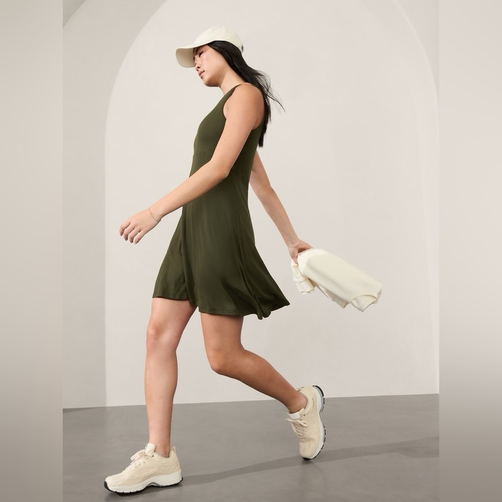 Athleta Santorini Thera Rib Dress Aspen Olive